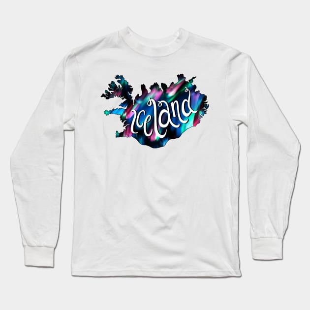 Iceland Northern Lights Long Sleeve T-Shirt by sparkling-in-silence